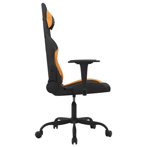 vidaXL Cadeira gaming de massagens tecido preto e laranja