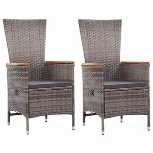 vidaXL Cadeiras de exterior 2 pcs com almofad&otilde;es vime PE cinzento