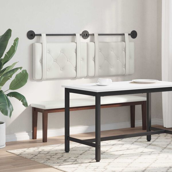 vidaXL Cabeceira Suspensa Branco 130 x 55 x 5 cm Couro Sint&eacute;tico