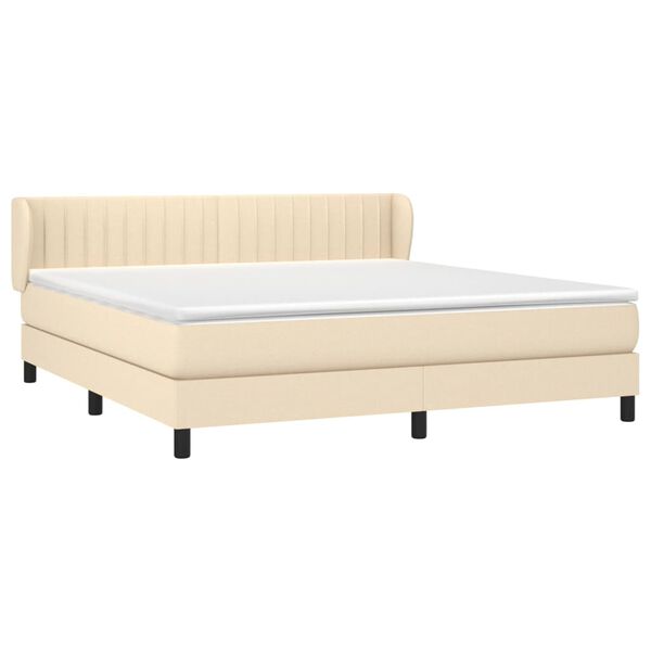 vidaXL Cama com molas/colch&atilde;o 180x200 cm tecido cor creme