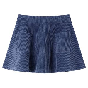vidaXL Saia para crian&ccedil;a com bolsos bombazina cor azul-marinho 92