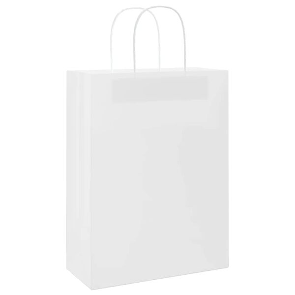 vidaXL Sacos de papel 250 unid com al&ccedil;as branco 26x12x35 cm