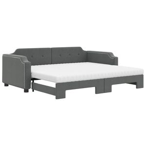 vidaXL Sof&aacute;-cama c/ gavet&atilde;o e colch&otilde;es 80x200cm tecido cinzento-escuro