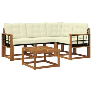 vidaXL Conjunto de Sof&aacute;s para Exterior 5 unid. Natural e Creme