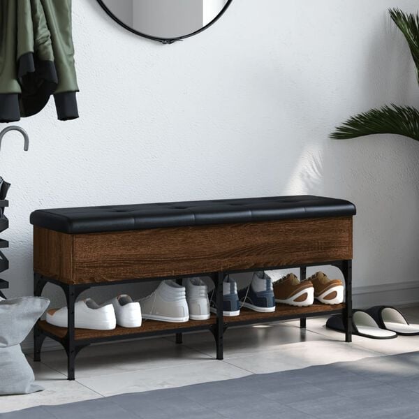 vidaXL Banco sapateira 102x32x45cm derivados madeira carvalho castanho