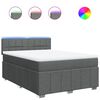 vidaXL Cama com molas/colch&atilde;o 140x200 cm tecido cinzento-escuro