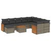 vidaXL 11 pcs conjunto sof&aacute;s de jardim c/ almofad&otilde;es vime PE cinzento