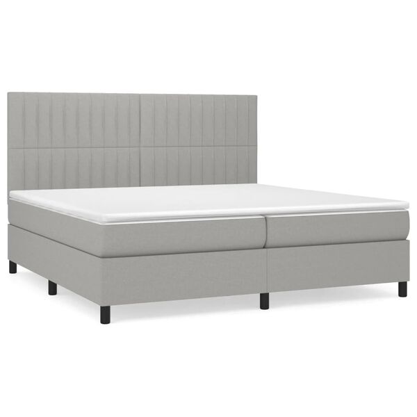 vidaXL Cama com molas/colch&atilde;o 200x200 cm tecido cinza-claro