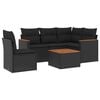 vidaXL 6 pcs conjunto sof&aacute;s de jardim c/ almofad&otilde;es vime PE preto