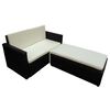 vidaXL 2 pcs conjunto lounge de jardim c/ almofadões vime PE preto