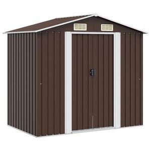 vidaXL Abrigo de jardim 204x132x186 cm a&ccedil;o castanho