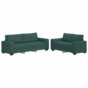 vidaXL Conjunto de sof&aacute; de 2 pe&ccedil;as com almofadas em tecido verde escuro