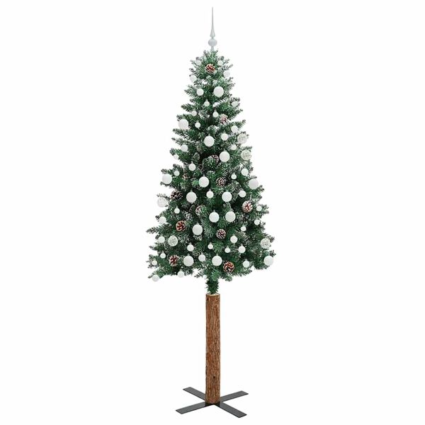 vidaXL &Aacute;rvore de Natal Slim com 300 LEDs com suporte Verde 210 cm