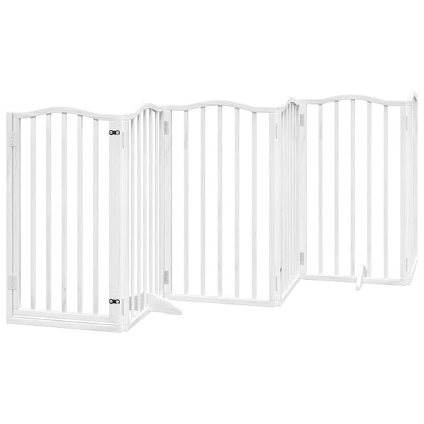 vidaXL Port&atilde;o p/ c&atilde;es com porta dobr&aacute;vel 9 pain&eacute;is 450 cm &aacute;lamo branco