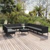 vidaXL 12 pcs conjunto lounge de jardim c/ almofadões vime PE preto