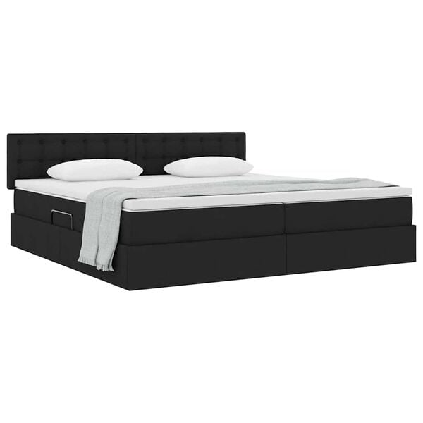 vidaXL Cama com arruma&ccedil;&atilde;o e colch&atilde;o com colch&atilde;o Preto 200 x 200 cm