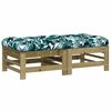 vidaXL Apoios de p&eacute;s p/ jardim c/ almofad&otilde;es 2 pcs pinho impregnado
