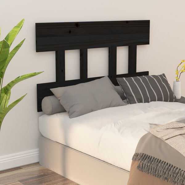 vidaXL Cabeceira de cama 78,5x3x81 cm pinho maci&ccedil;o preto