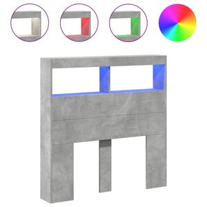 vidaXL Arm&aacute;rio de cabeceira c/ luzes LED 100x17x102cm cinzento cimento