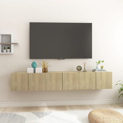 vidaXL Móveis de TV para parede 3 pcs 60x30x30 cm carvalho sonoma