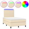 vidaXL Cama box spring c/ colch&atilde;o e LED 120x200 cm tecido cor creme