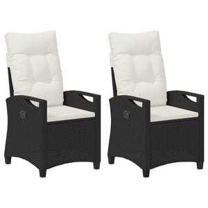 vidaXL Cadeira de Jardim 2 unid. Preto e Creme A&ccedil;o e Poli&eacute;ster