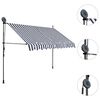 vidaXL Toldo retr&aacute;til manual com LED 250 cm azul e branco