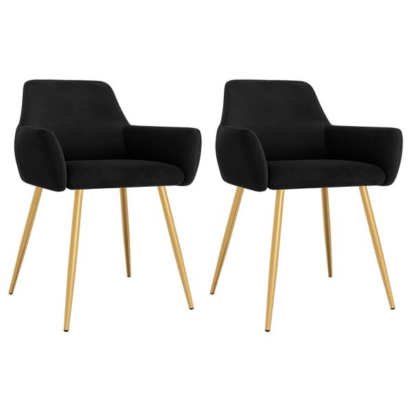 vidaXL Cadeiras de jantar 2 pcs veludo preto