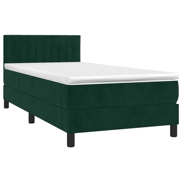vidaXL Cama com molas/colch&atilde;o 80x200 cm veludo verde-escuro