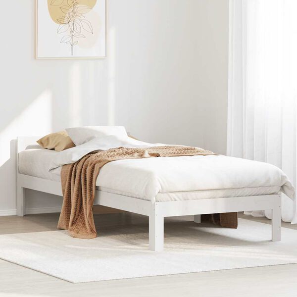 vidaXL Cama sem colch&atilde;o 90x200 cm madeira de pinho maci&ccedil;a branco