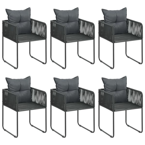 vidaXL 7 pcs conjunto de jantar p/ jardim vime de PVC preto e castanho