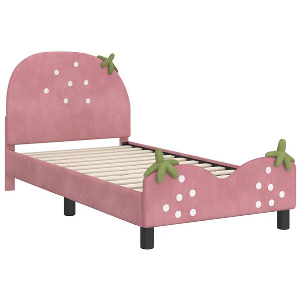 vidaXL Estrutura de Cama Infantil com Cabeceira Rosa 80 x 160 cm