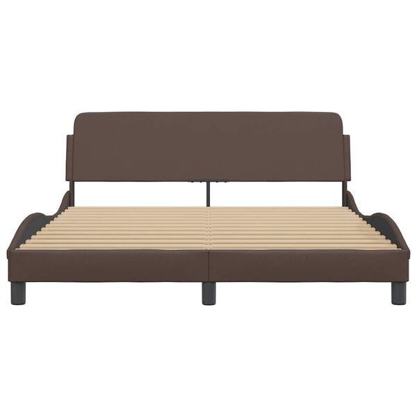 vidaXL Estrutura de cama Dover 160x200cm couro artificial castanho