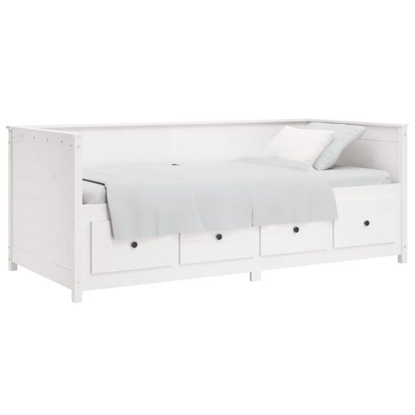 vidaXL Sofá-cama sem colchão 90x200 cm madeira de pinho maciça branco