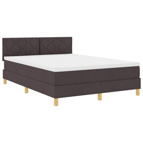 vidaXL Cama Box com colch&atilde;o Marrom Escuro 140 x 190 cm tecido