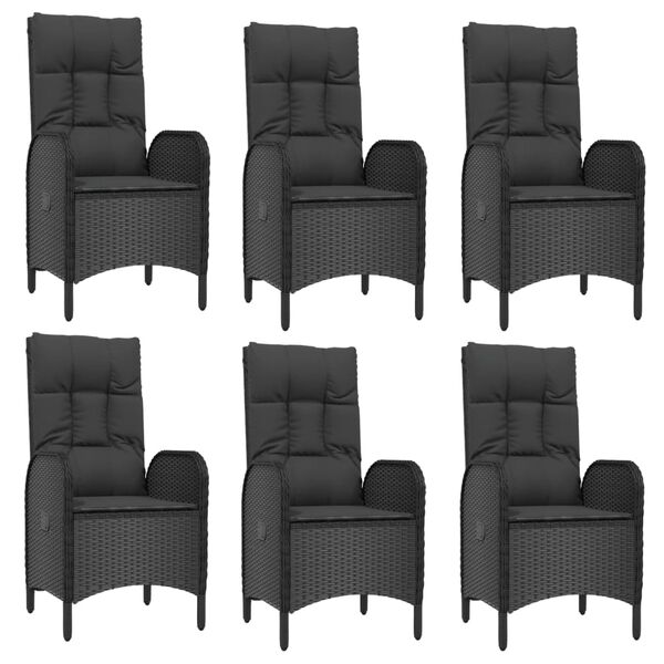 vidaXL 9 pcs conjunto de jantar p/ jardim c/ almofad&otilde;es vime PE preto