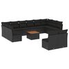 vidaXL 13 pcs conjunto de sof&aacute;s de jardim com almofad&otilde;es vime PE preto