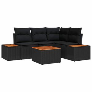 vidaXL Conjunto de Sofá de Jardim com almofada 5 pcs Preto vime PE