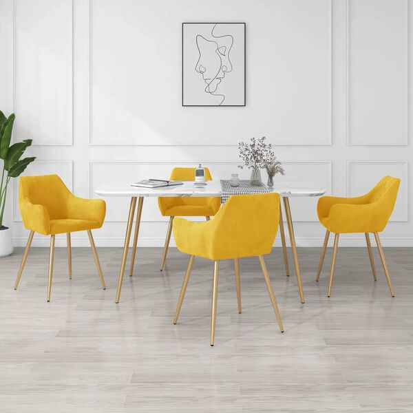 vidaXL Cadeiras de jantar 4 pcs veludo amarelo