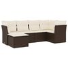 vidaXL 6 pcs conjunto de sof&aacute;s jardim c/ almofad&otilde;es vime PE castanho