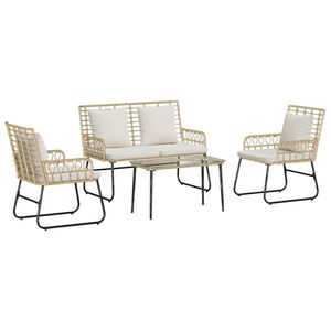 vidaXL Conjunto de M&oacute;veis de Jardim 4 pcs Preto e Anthracite vime PE