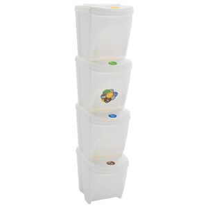 vidaXL Caixotes do lixo empilh&aacute;veis 4 pcs 100 L polipropileno branco