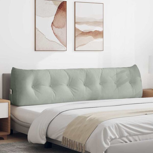 vidaXL Travesseiro para Costas Cinzento-claro 200 x 24 x 50 cm Veludo