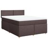 vidaXL Cama com molas/colch&atilde;o 140x190 cm tecido castanho-escuro