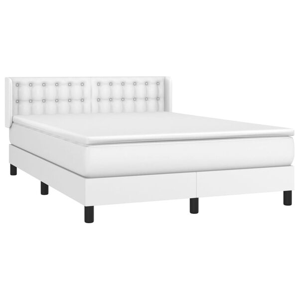 vidaXL Cama com molas/colch&atilde;o 140x200 cm couro artificial branco