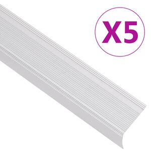 vidaXL Perfil p/ escada em forma de L 5 pcs alum&iacute;nio 100 cm prateado