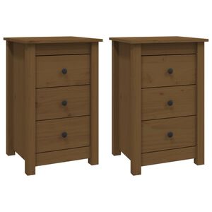 vidaXL Mesas de cabeceira 2pcs 40x35x61,5 cm pinho maci&ccedil;o castanho mel