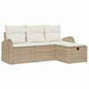 vidaXL Conjunto de Sof&aacute; de Jardim 4 unid. Bege vime PE