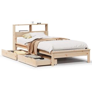 vidaXL Cama com estante sem colch&atilde;o 75x190 cm pinho maci&ccedil;o