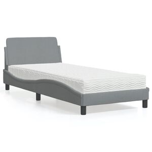 vidaXL Cama com colch&atilde;o Dover 90x190 cm tecido cinzento-claro